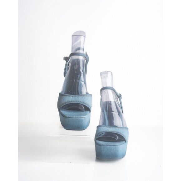 Zara Womens Denim Platform Sandals Heels EU 37 US 6.5 Blue Buckle 1811/210 NWOT - Picture 3 of 8